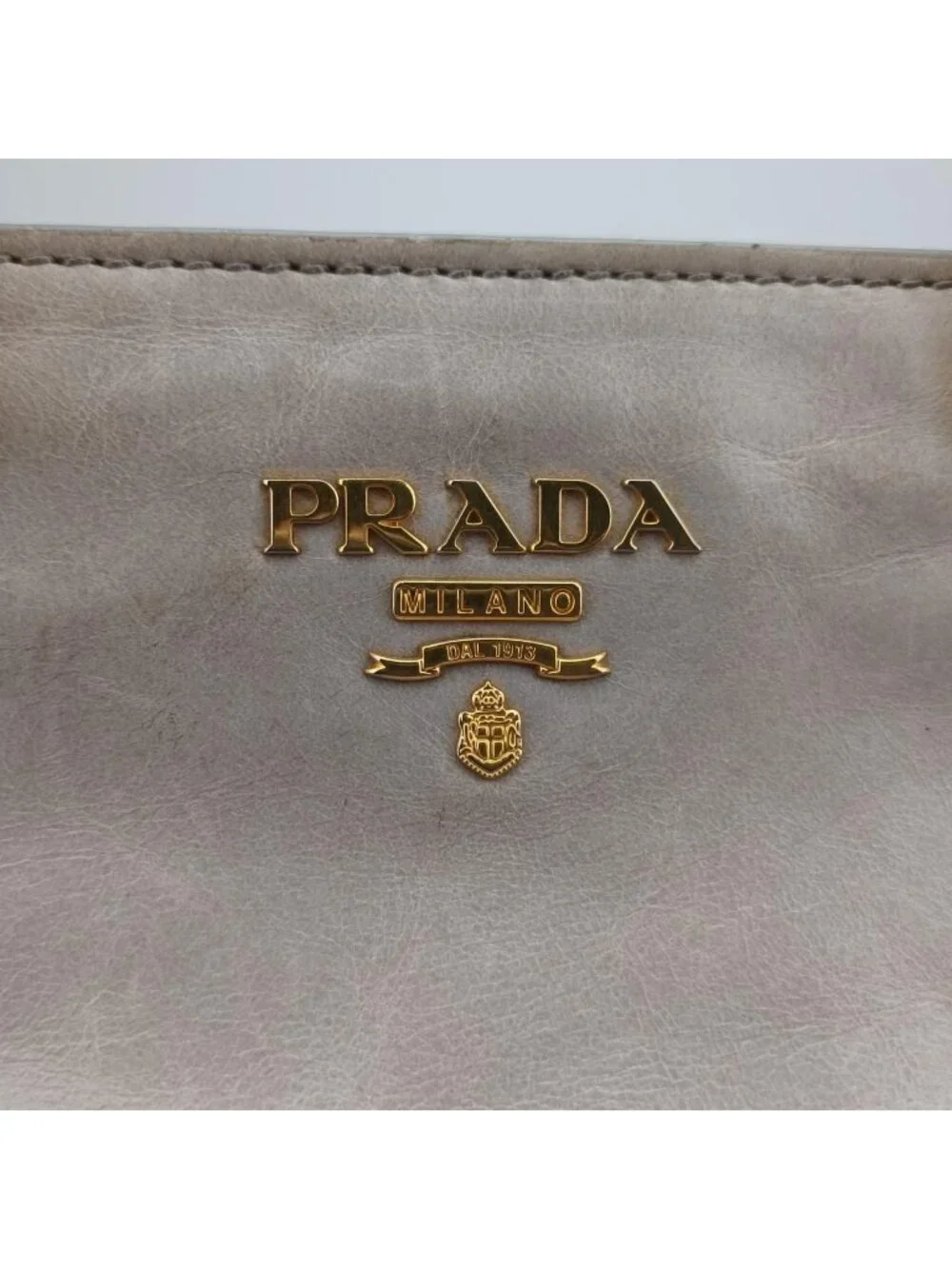 Prada Calf Shine Cles I Beige Leather Shoulder